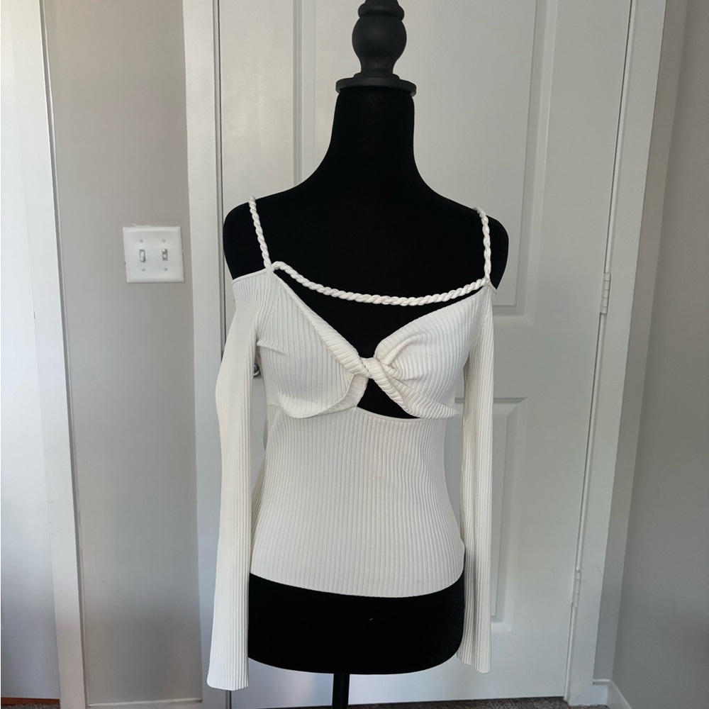 Altuzarra White Ribbed Texture Top